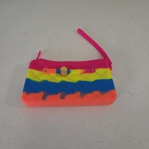 American Jewel Yummy Gummy Neon Multicolor Silicone Wristlet 7x4 Popcorn Bucket